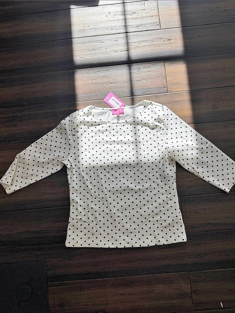 Edikted Polka Dot Long Sleeve Top in White & Black Size Large NWT